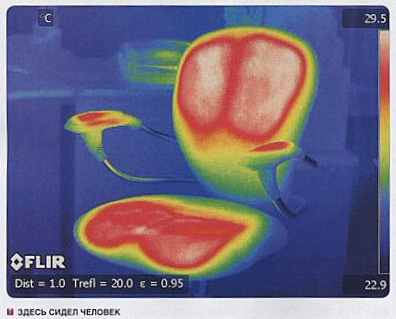 тепловизионное изображение стула на котором недавно сидели