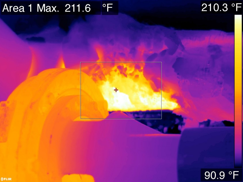 Термограмма повреждения изоляции труб